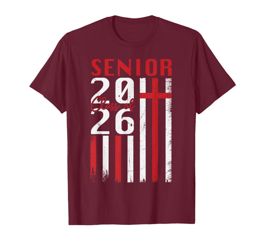 Senior Class of 2026 USA Flag Christian Graduation Senior 26 T-Shirt