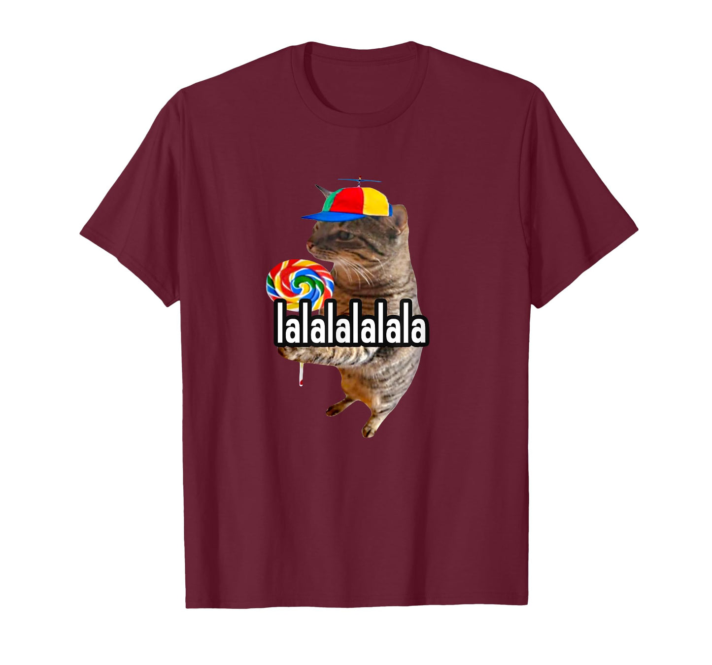 Silly Cat With Lollipop Lalalalalala Meme T-Shirt