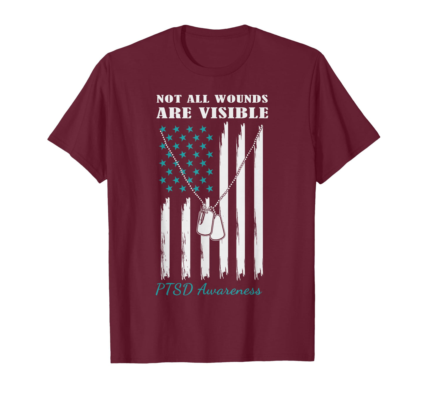Not All Wounds are Visible USA Flag PTSD Awareness T-Shirt