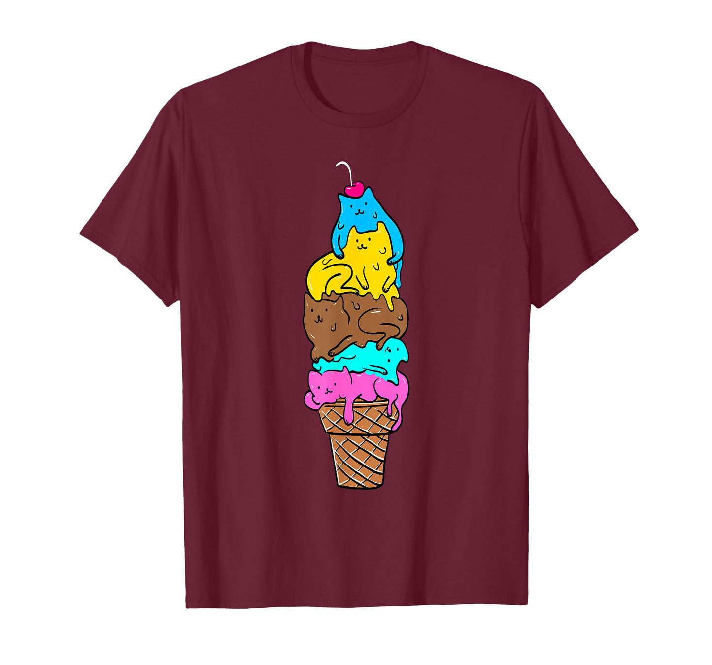 Cute Cat Ice Cream T-Shirt - Kitty Cat Dessert Shirt T-Shirt