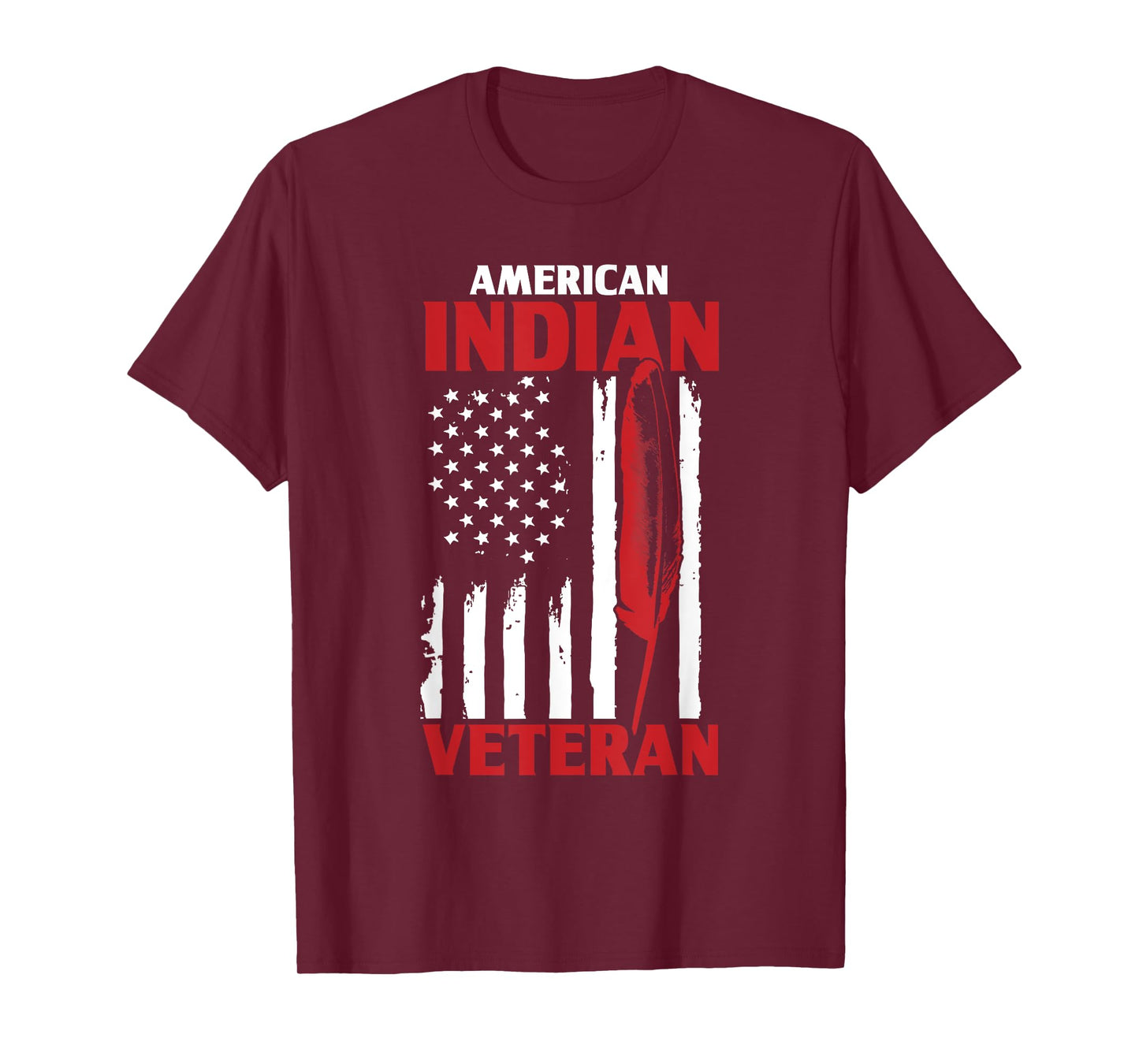 Native American Indian Veteran USA Flag Army Support T-Shirt