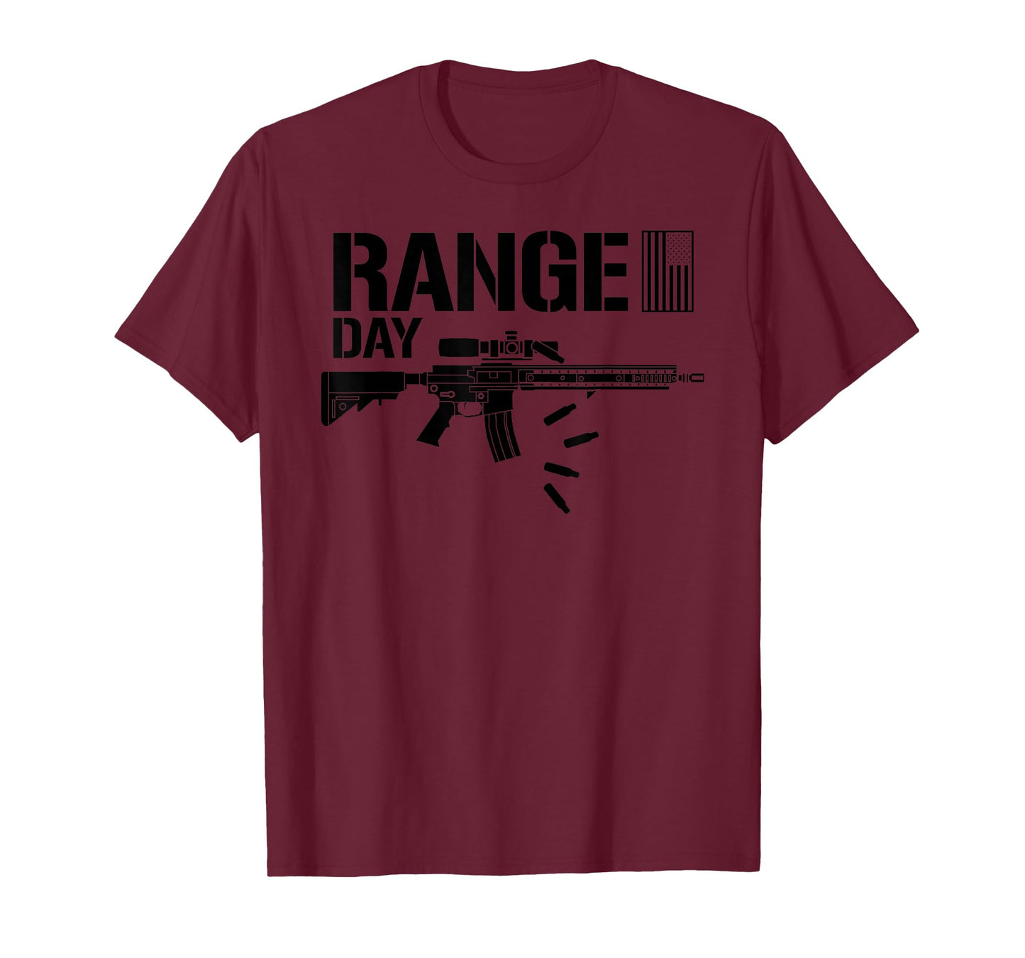 Military Rifle Range Day American Flag Bullet Semi Automatic T-Shirt