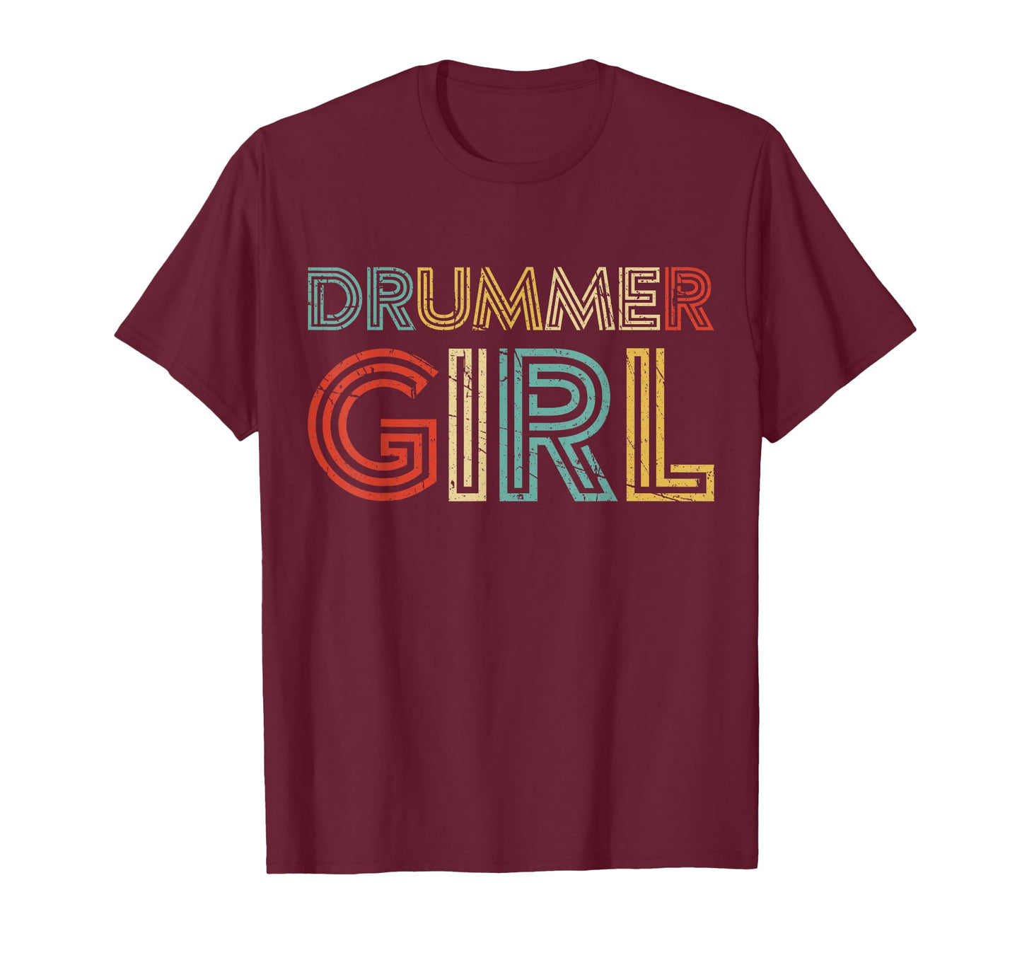 Drummer Girl Retro Vintage Drumming Musician Percussionist T-Shirt