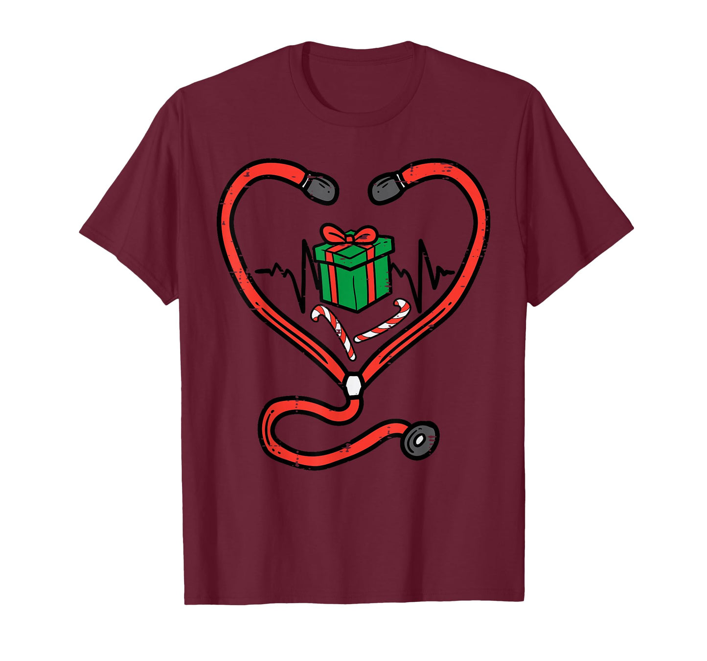 Christmas Stethoscope Nurse Xmas Nursing Scrub Top Women T-Shirt