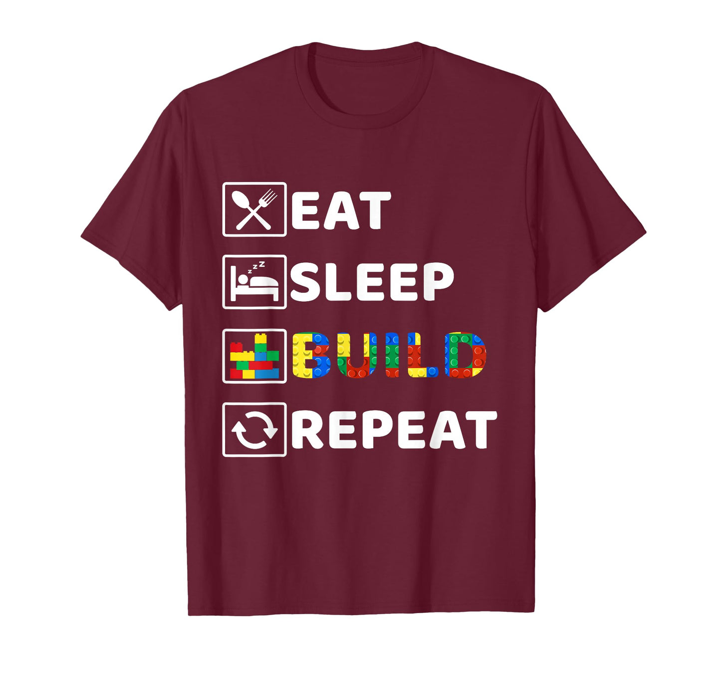 Eat Sleep Build Family Master Builder Building Bricks Blocks T-Shirt