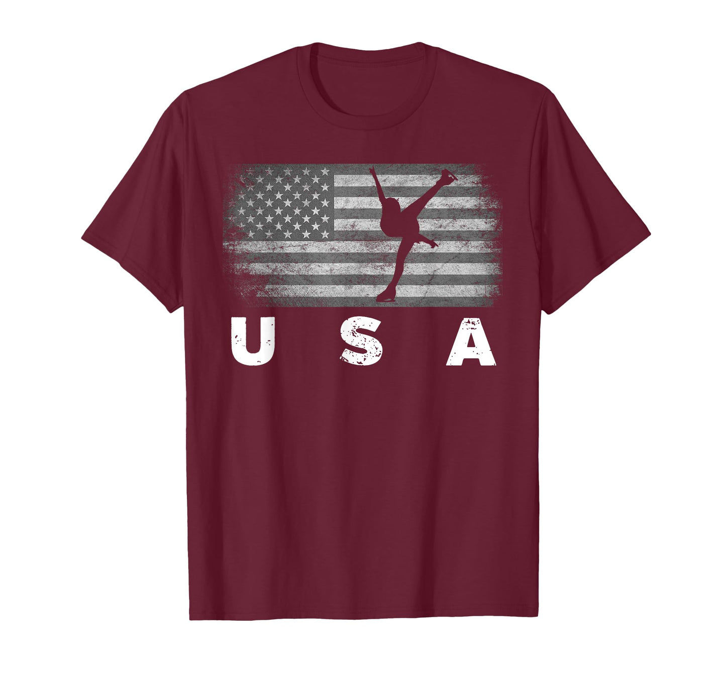American Flag Figure Skating | Cute US Skaters Shirt Gift T-Shirt for Women Kids Men