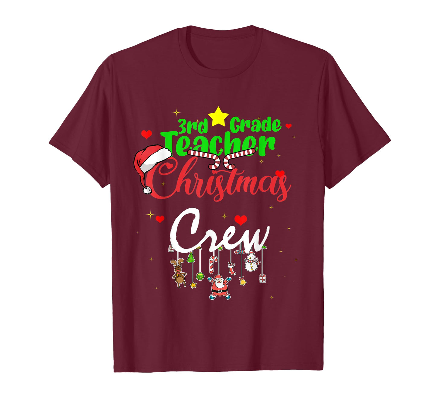 3rd Grade Teacher Christmas Crew Funny Xmas 2021 men Women T-Shirt