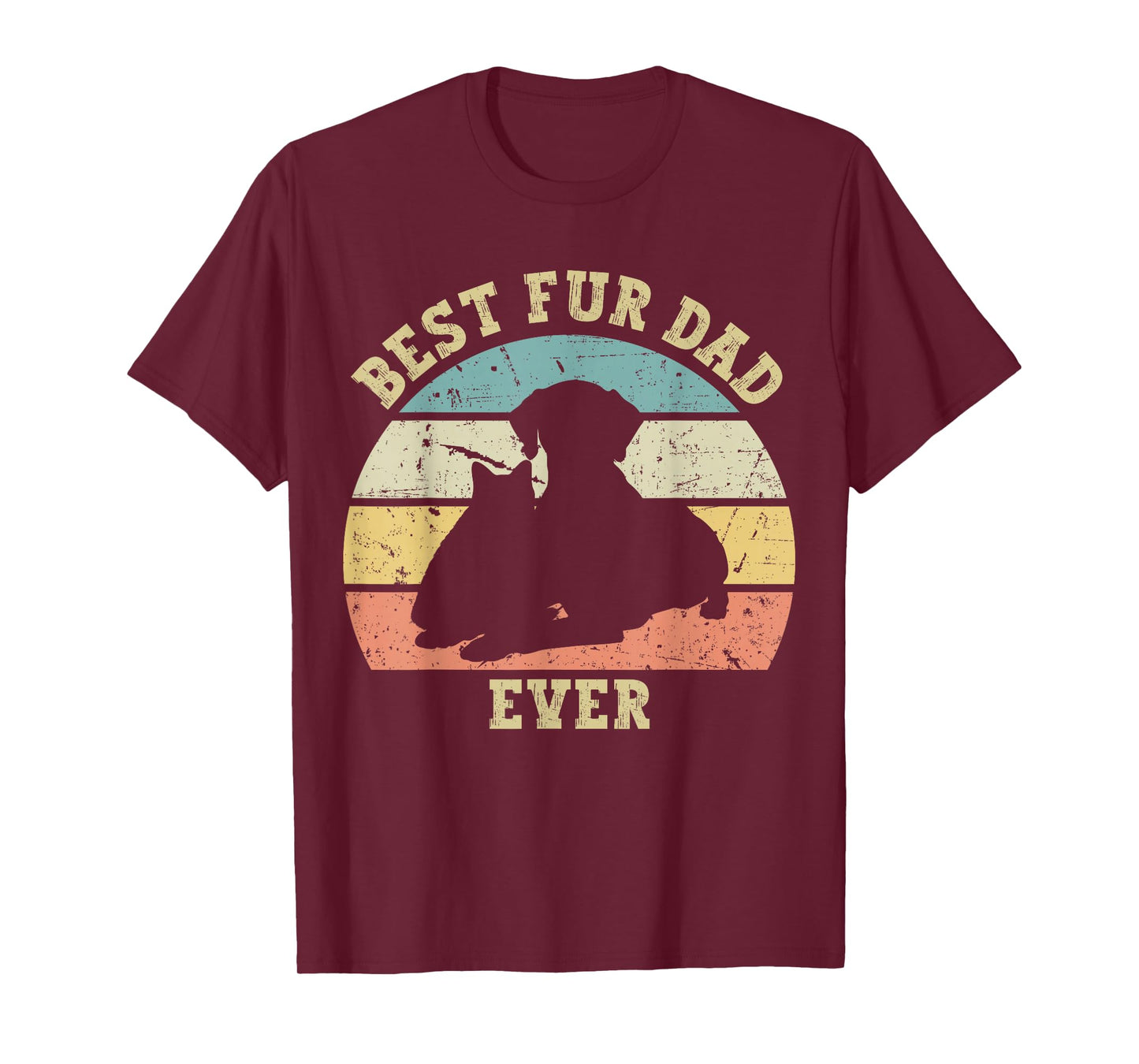 Mens Funny Best Fur Dad Ever Vintage Retro Dog Cat Owner T-Shirt