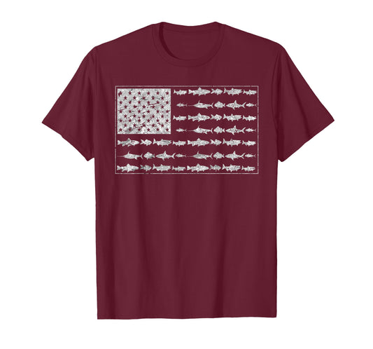 Salty Dad Gift Saltwater Fishing American Flag Ocean Fish T-Shirt