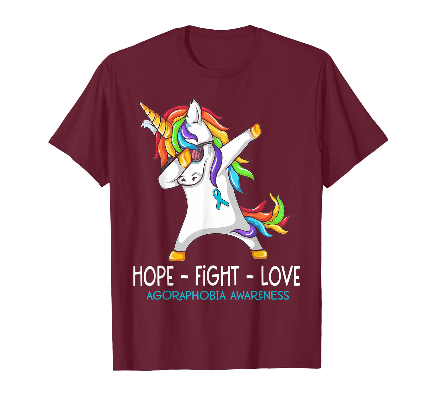 Unicorn Dabbing Hope Fight Love Agoraphobia Awareness T-Shirt