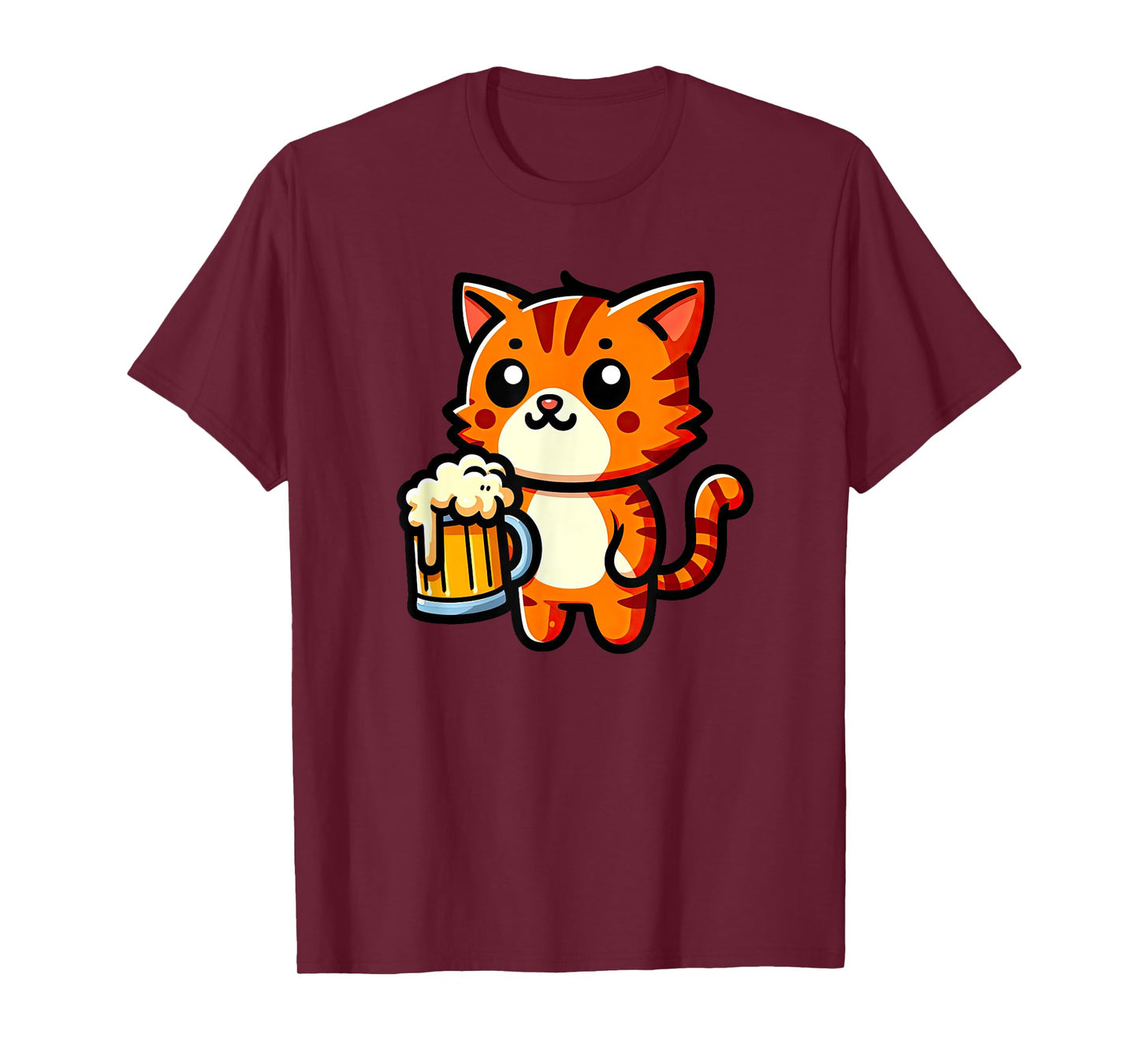 Orange Tabby Cat Beer Pet Funny Drinking T-Shirt