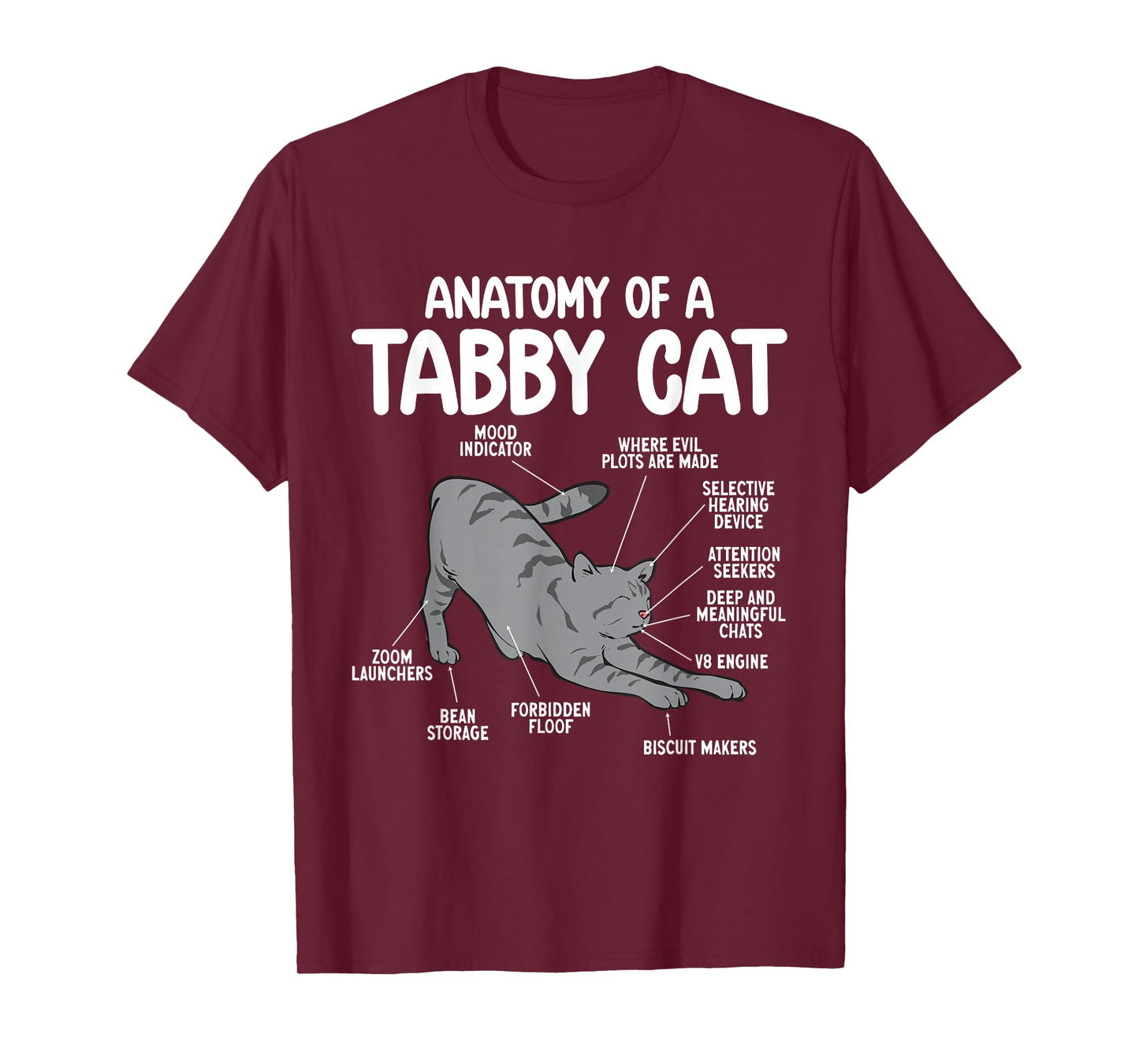 Gray Tabby Cat Anatomy Of A Tabby Cat T-Shirt