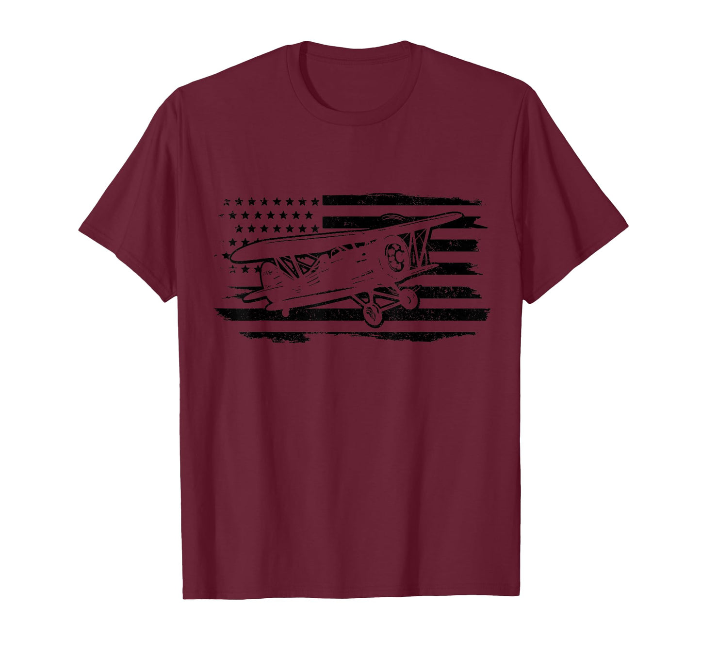 Airplane Pilot Vintage Flag Double Decker Aviation T-Shirt