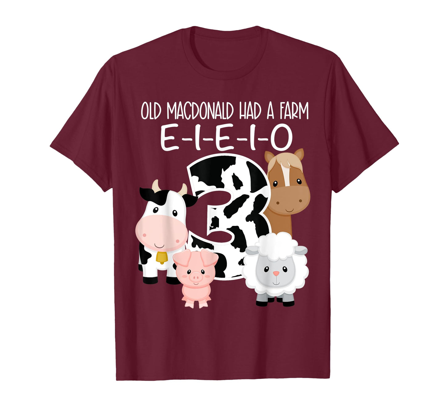 3rd Birthday Old MacDonald Farm Theme Birthday Farm Animals T-Shirt