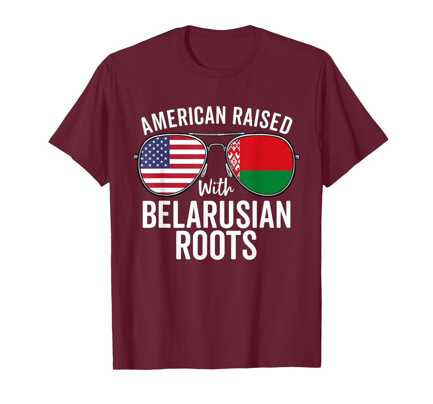 American Raised With Belarusian Roots USA Belarus Flag T-Shirt