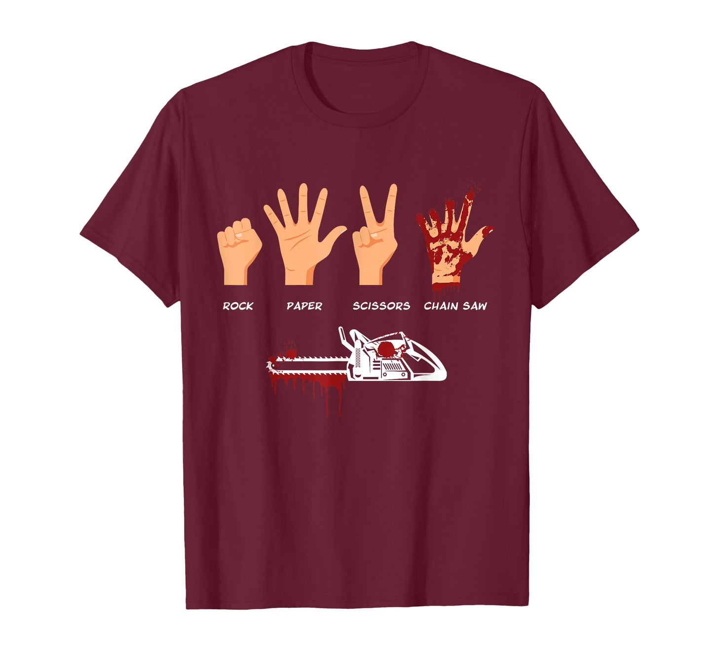 Jimbeels Men's Rock Paper Scissors Chain Saw Funny Forestry Workers Saying T-Shirt