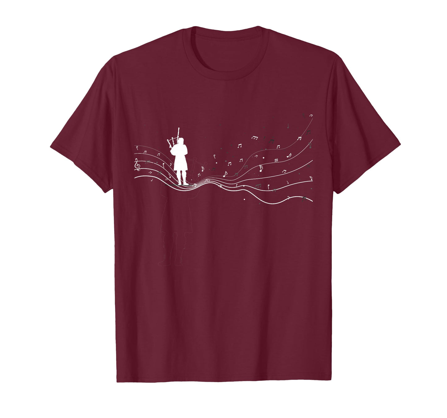 Bagpipe musician in music notes for Bagpipe player T-Shirt