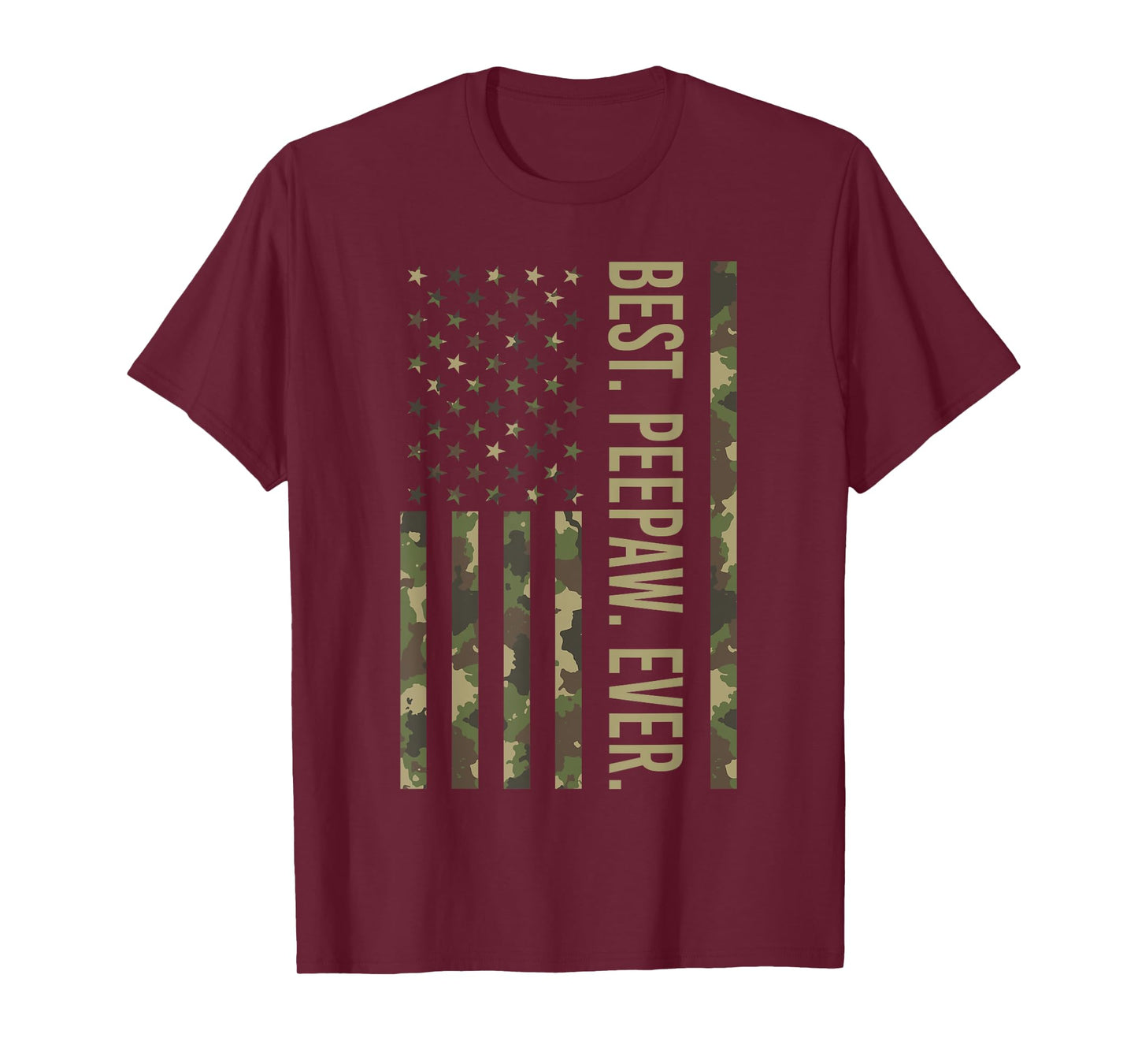 Mens Best Peepaw Ever US American Flag Camo Peepaw Father's Day T-Shirt