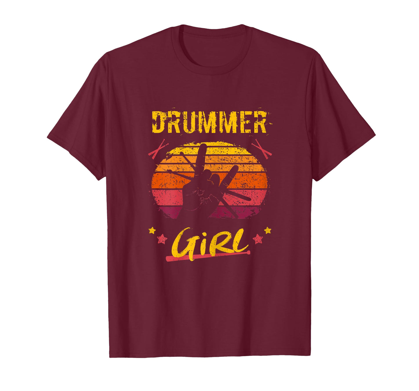 Drummer Girl - Drumsticks - Percussion Retro Drumming T-Shirt