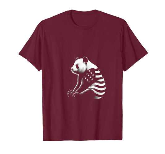 Panda American Flag USA Flag T-Shirt for Women Men