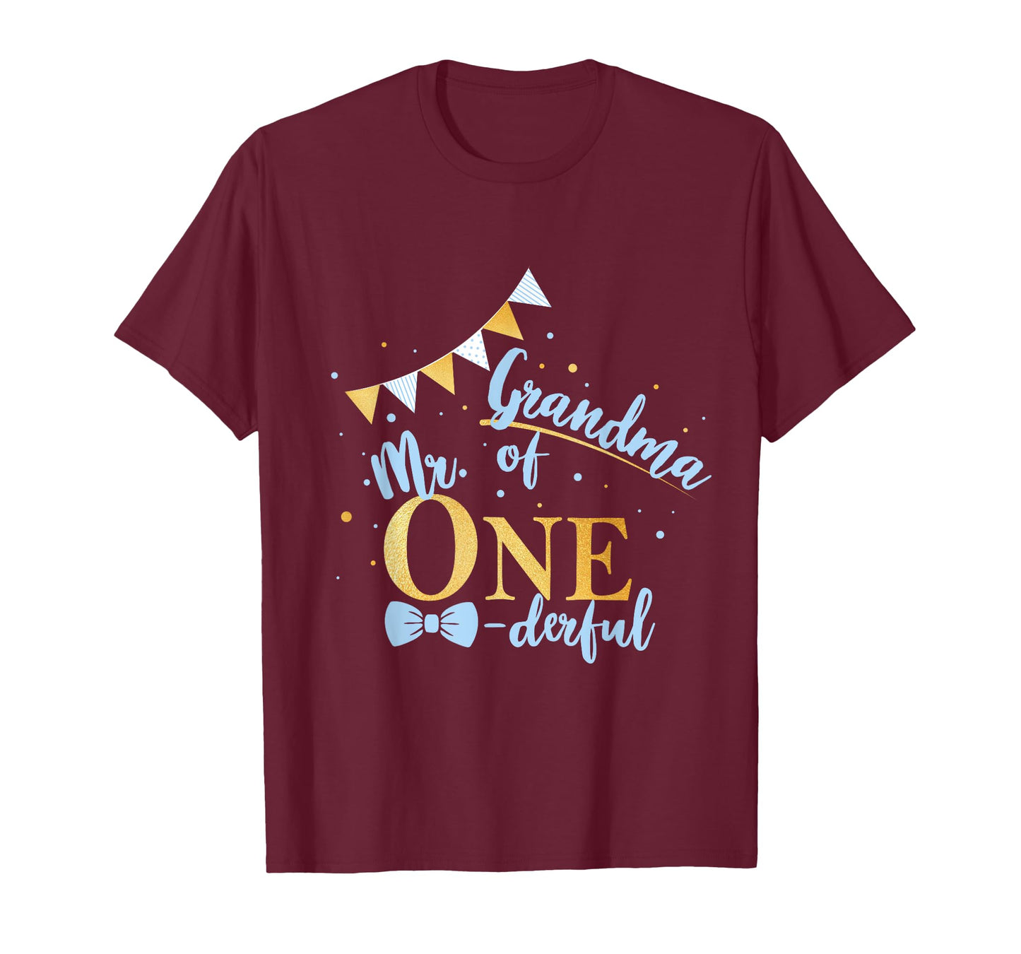 Grandma Of Mr One-derful Party Blue-Gold Boy 1st Birthday T-Shirt