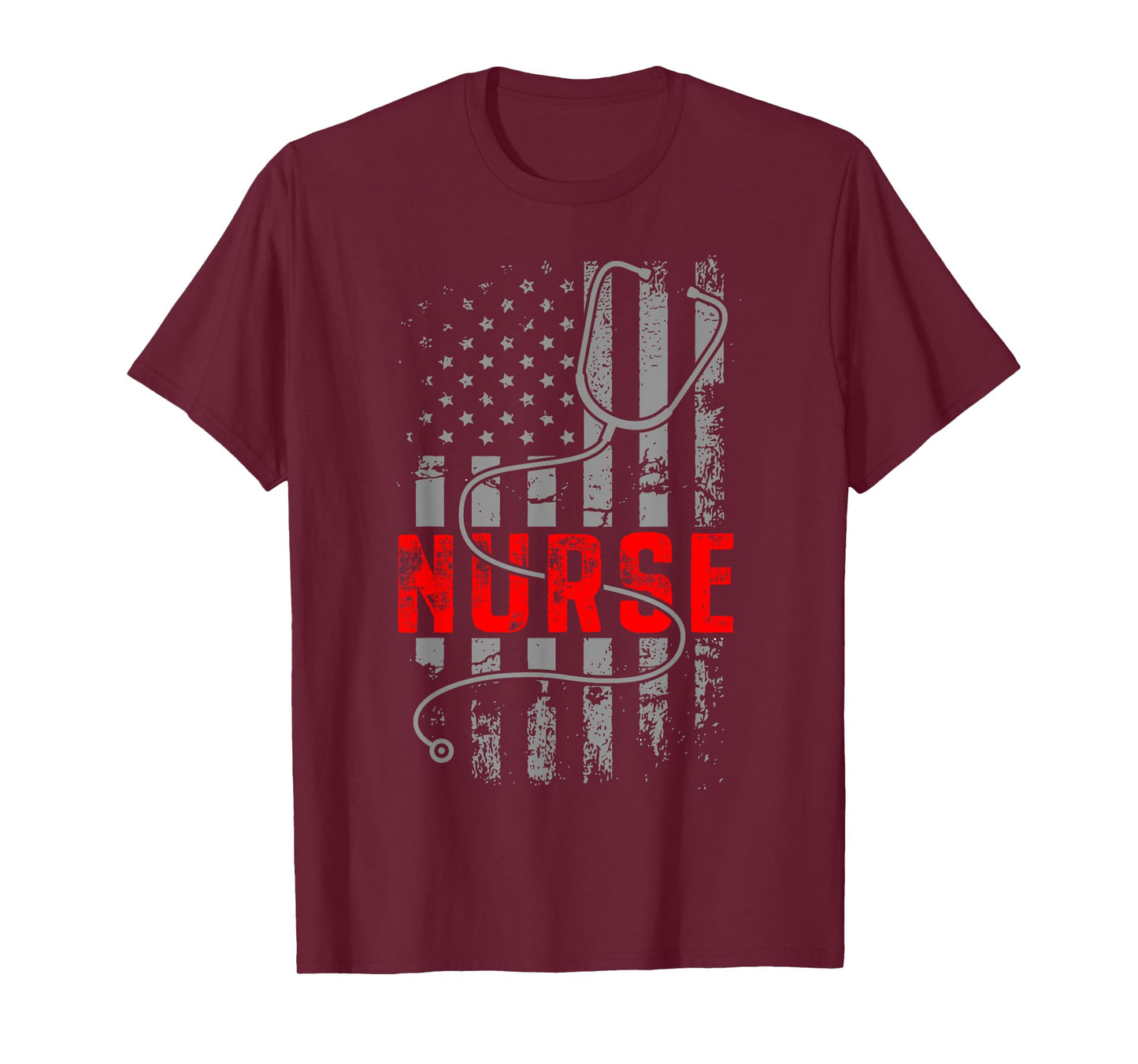 4th Of July USA Flag Patriotic Nurse Week Nurse Stethoscope Women Kids Men T-Shirt