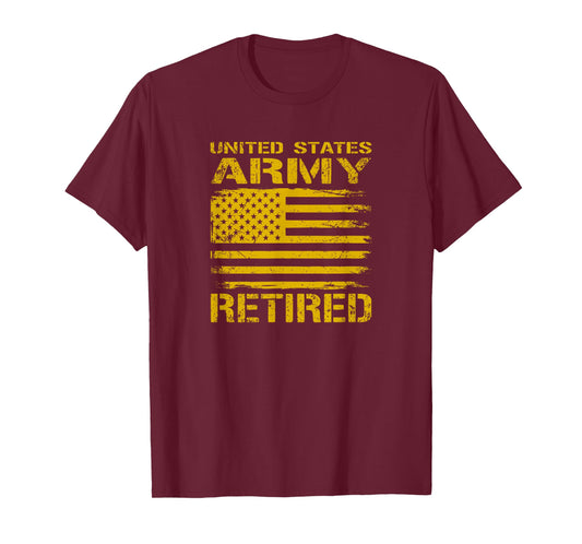 Retired Army Distressed American Flag T-Shirt