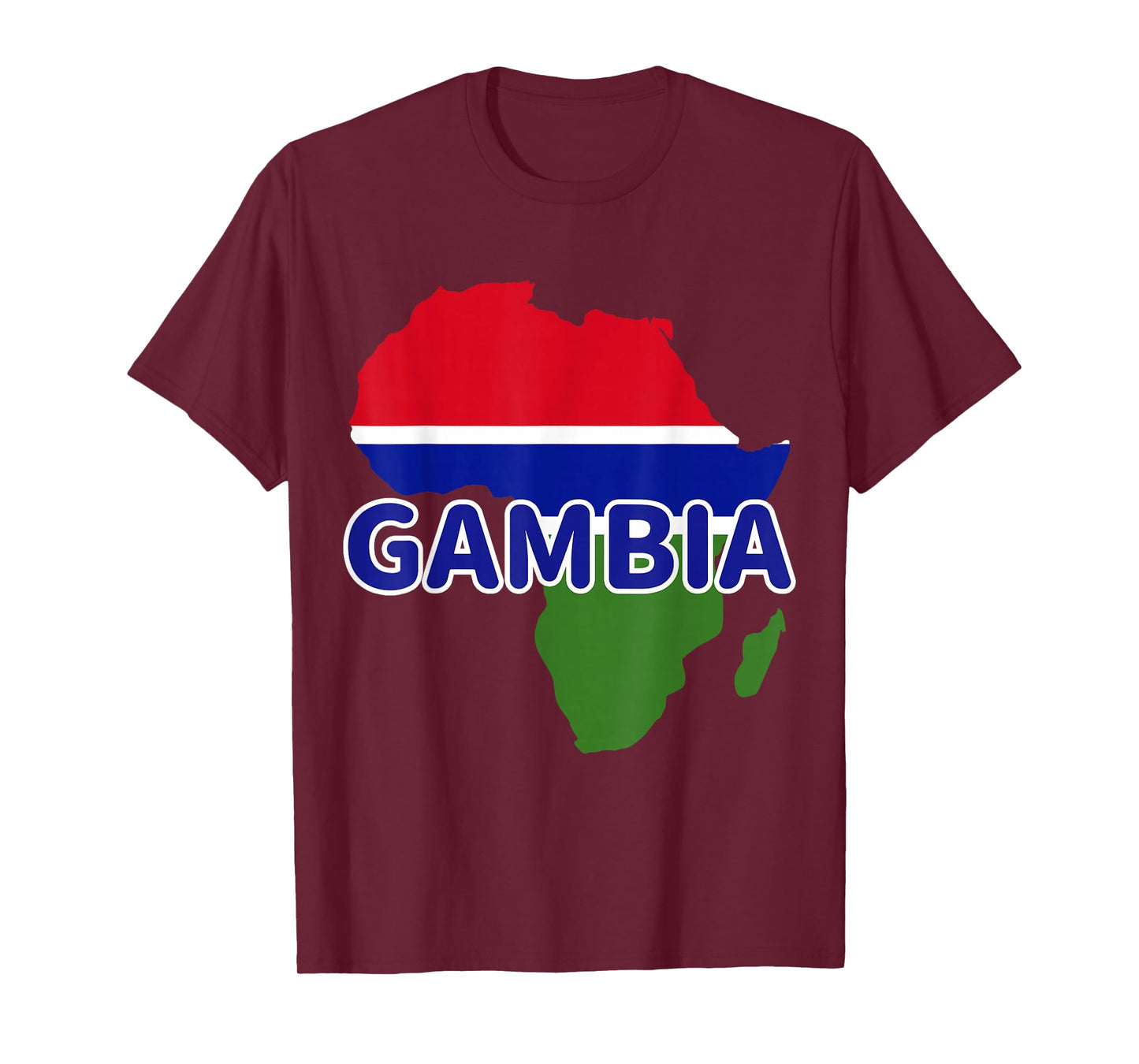 Gambia Gambian Pride Flag Map Africa Print T-Shirt