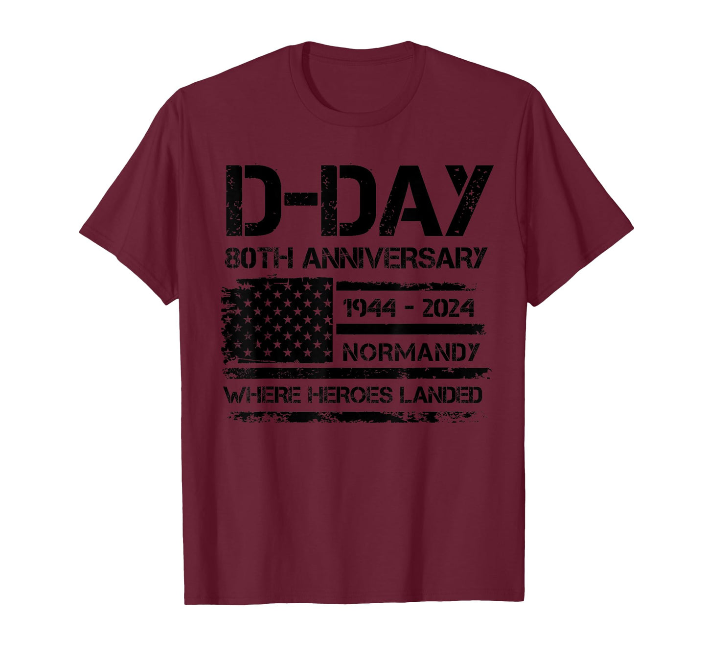 D-Day 80th Anniversary USA Flag Veteran Military Souvenir T-Shirt for Women Men