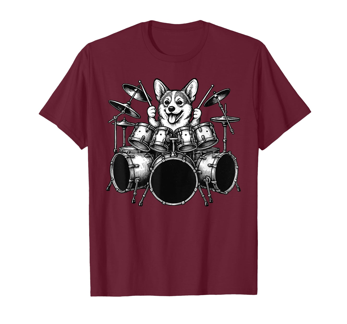 Corgi Playing Drums Drummer Dog Lover T-Shirt