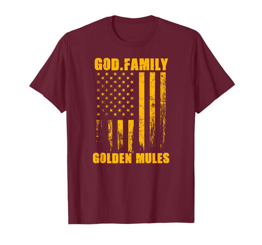 Solanco Golden Mules God. Family. Vintage USA Flag T-Shirt