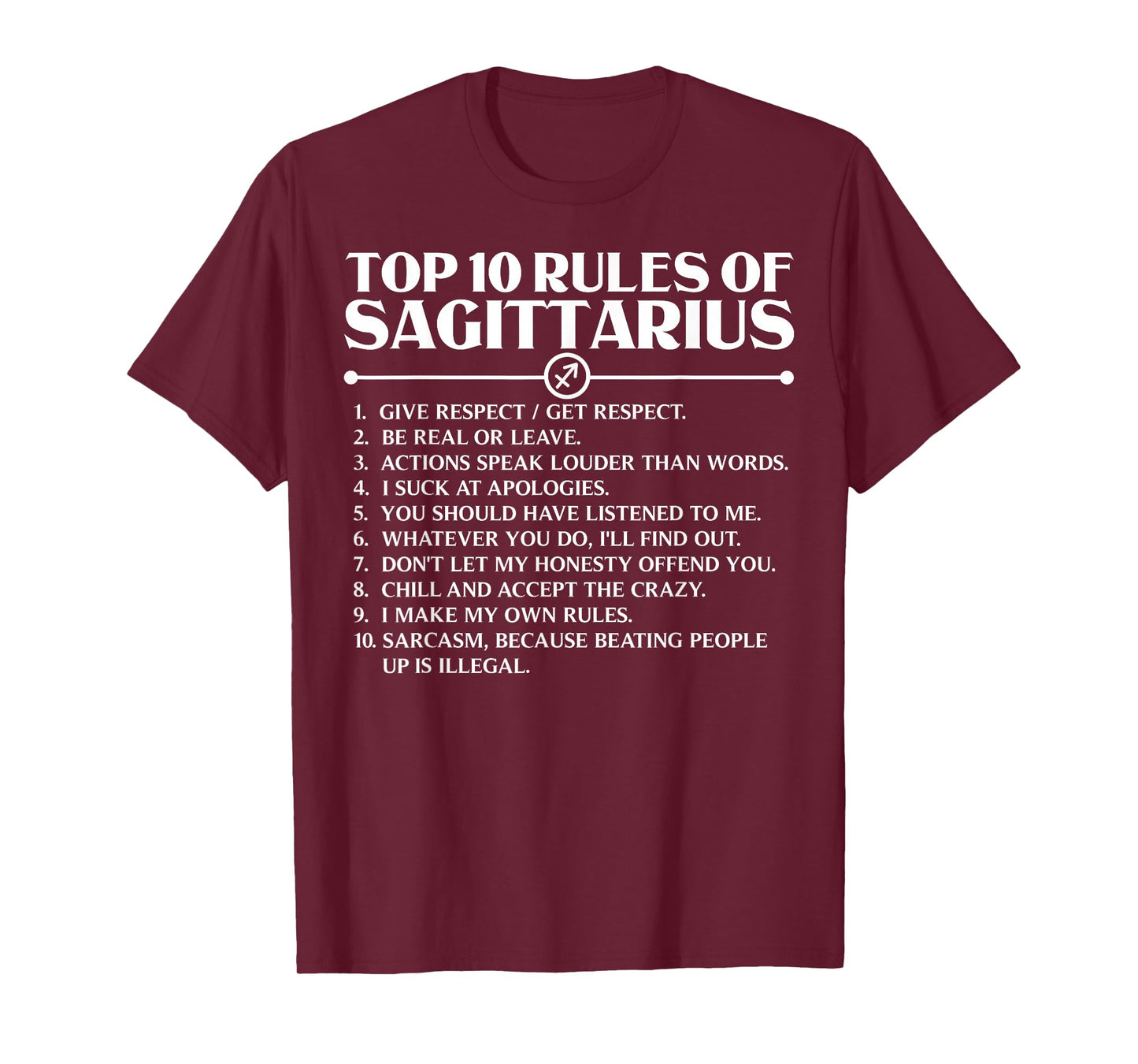 Horoscope Symbols Astrology Sign Top 10 Rules Of Sagittarius T-Shirt
