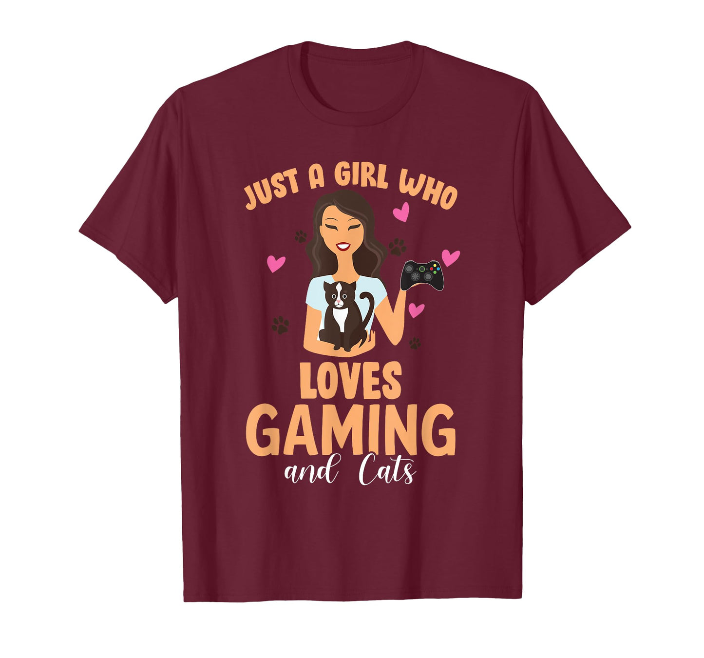 Cats and Gaming - Just A Girl Who Loves Cats and Gaming Gift T-Shirt