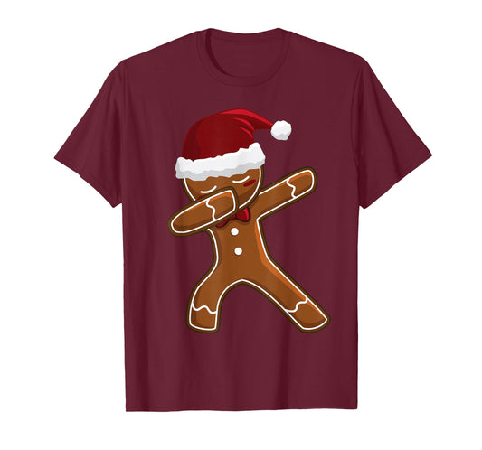 Christmas Dabbing Gingerbread Dab Pose Kids Boys Girls Xmas T-Shirt