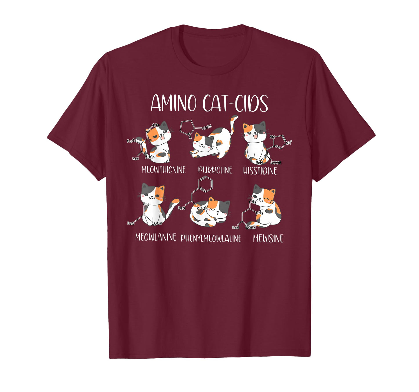 Amino Acid Cats Chemistry Cute Science Teacher Cat Lovers T-Shirt