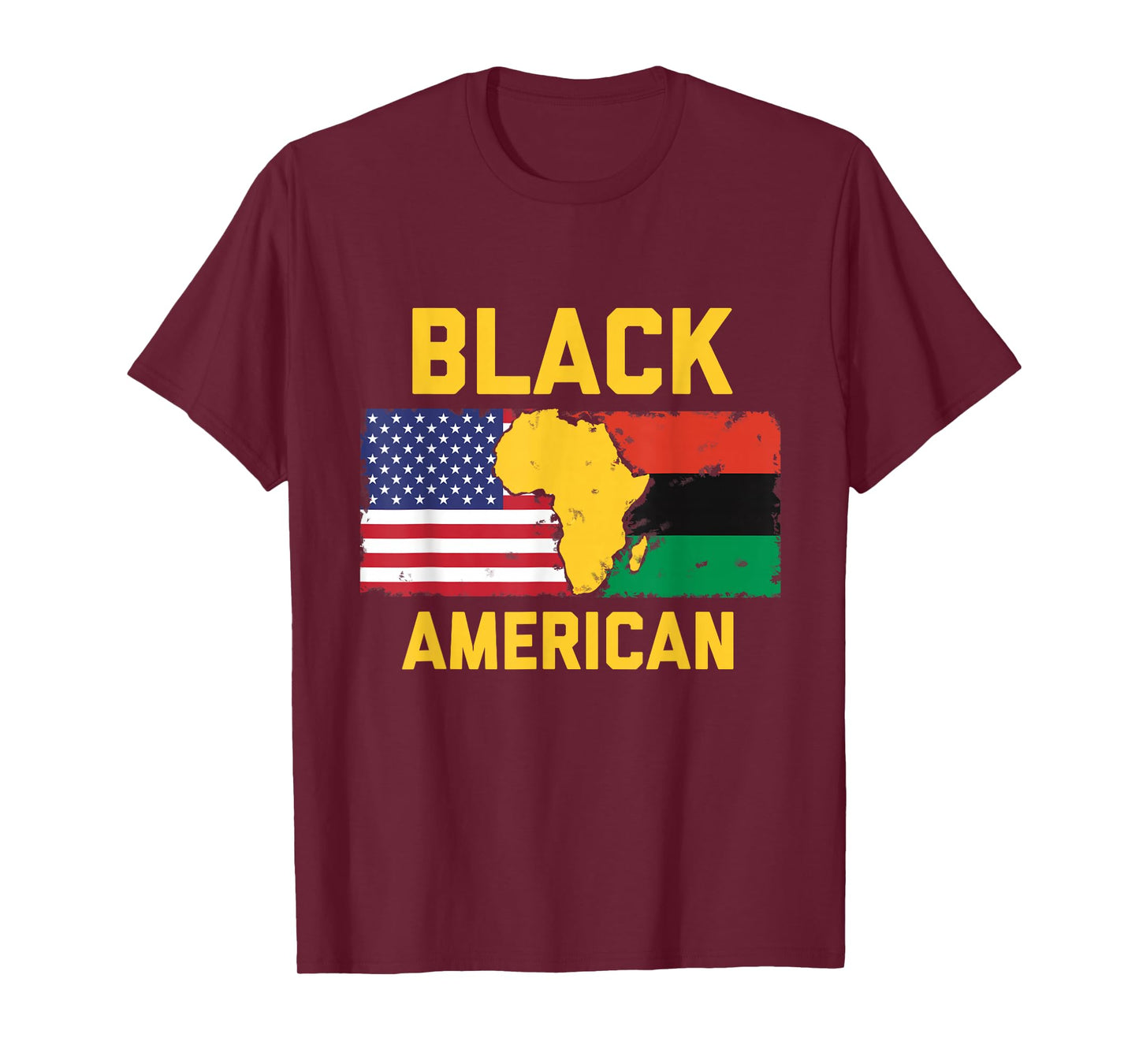 Black American Design with Pan-African and American Flag T-Shirt