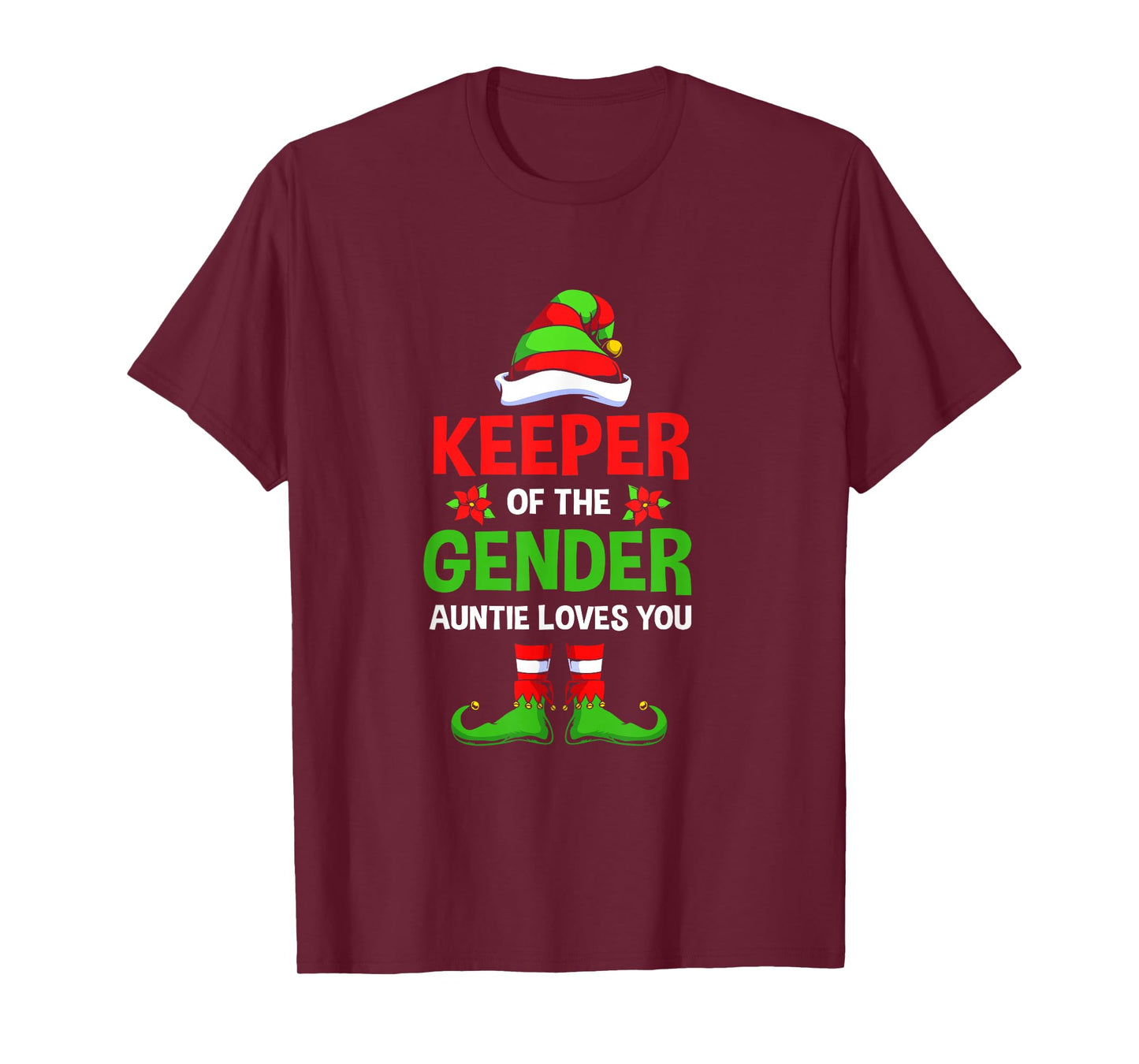 Christmas Gender Reveal Aunt Cute Elf Keeper Of The Gender T-Shirt