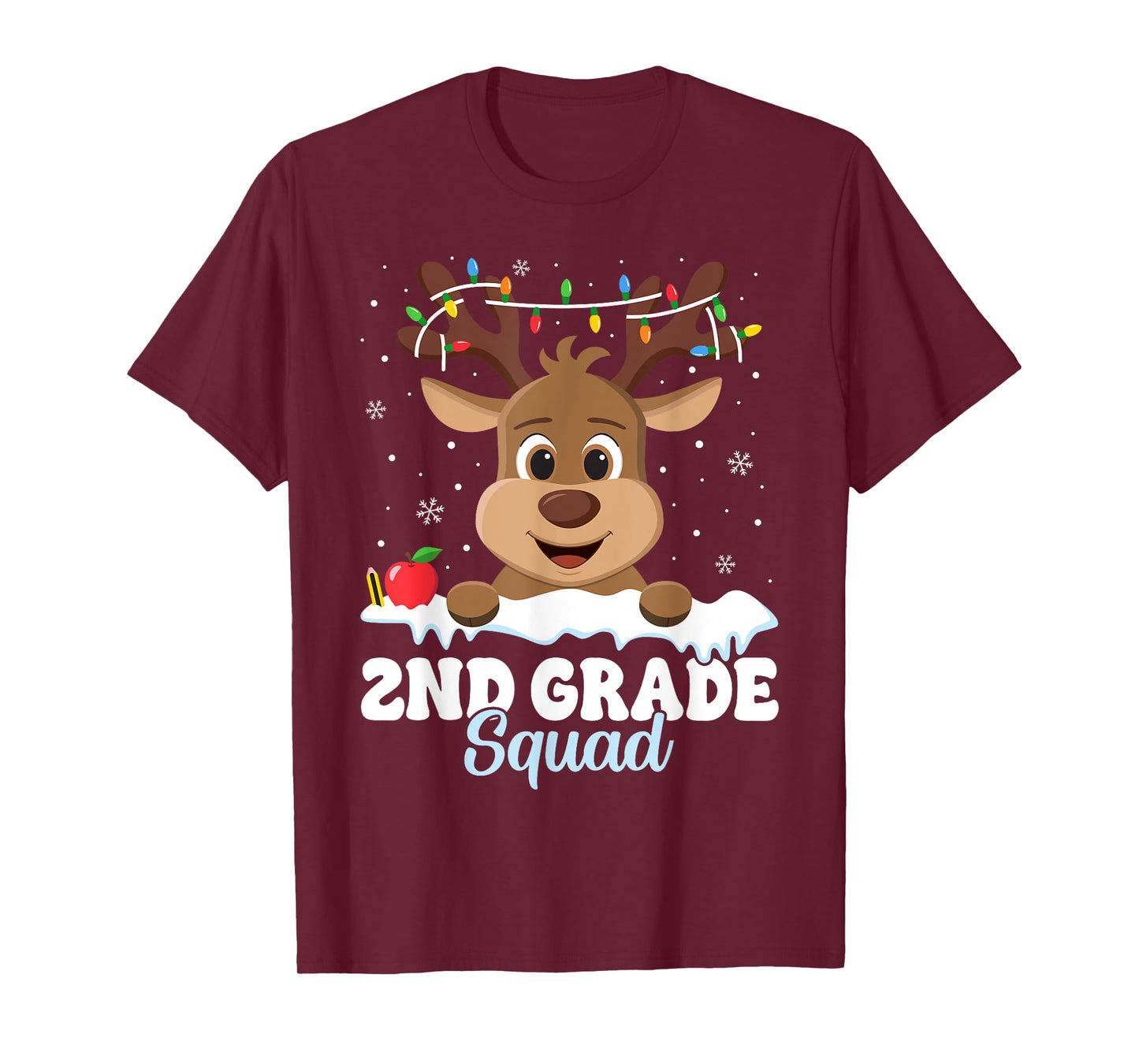 2nd Grade Teacher Christmas Second Grade Squad Reindeer Xmas T-Shirt for Men Women Kids