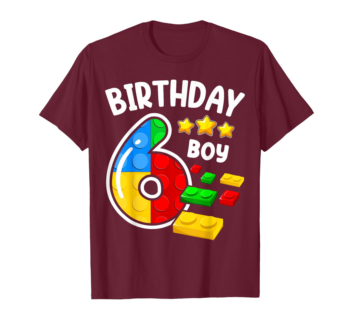 Block Building Toys 6th Birthday Boy 6 Years Master Builder T-Shirt