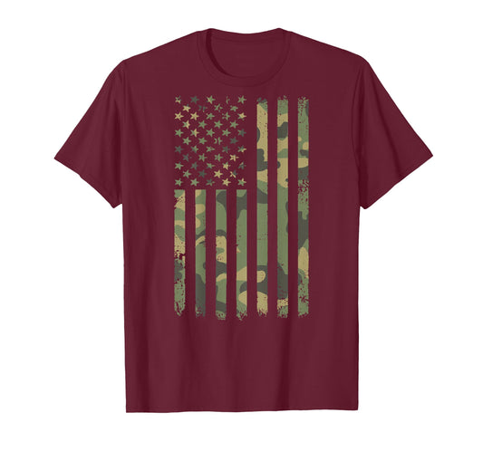 Vintage Camouflage American Flag Men, Women, Teens, & Kids T-Shirt