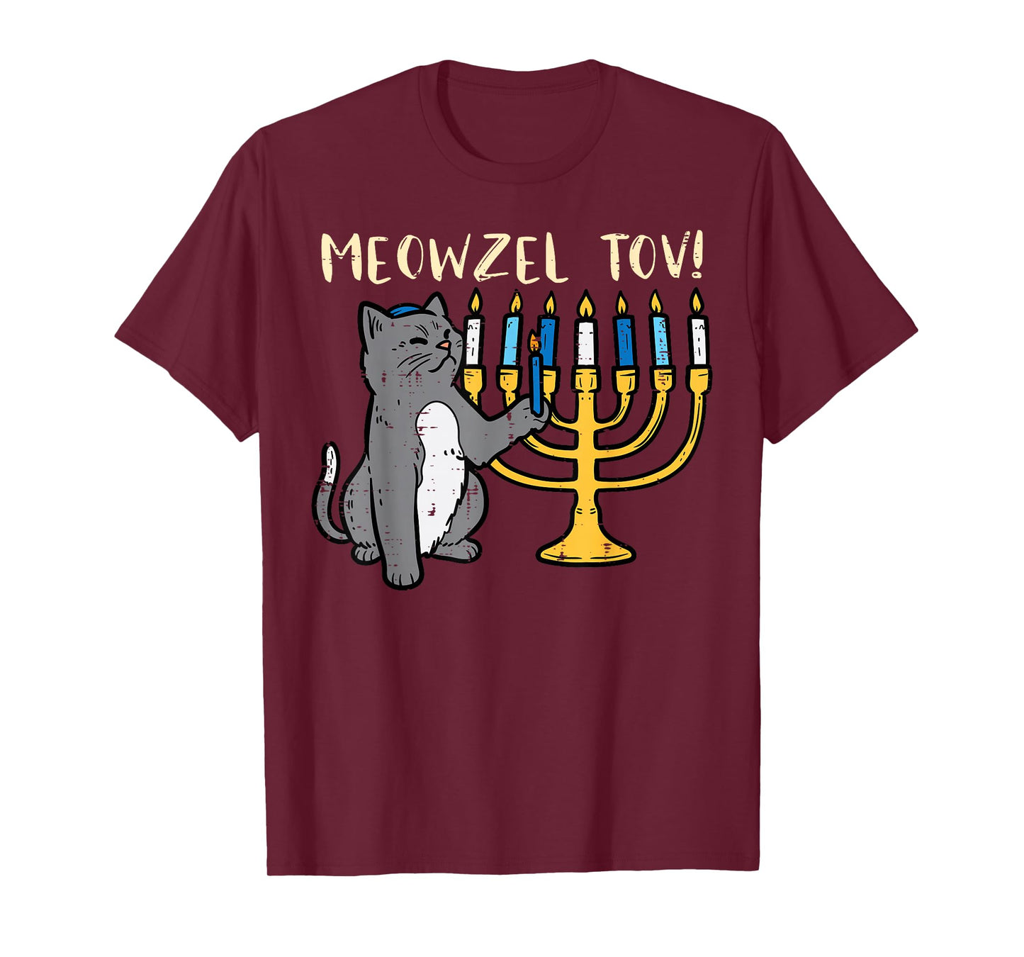 Meowzel Tov Jewish Cat Funny Hanukkah Chanukah PJs Women T-Shirt
