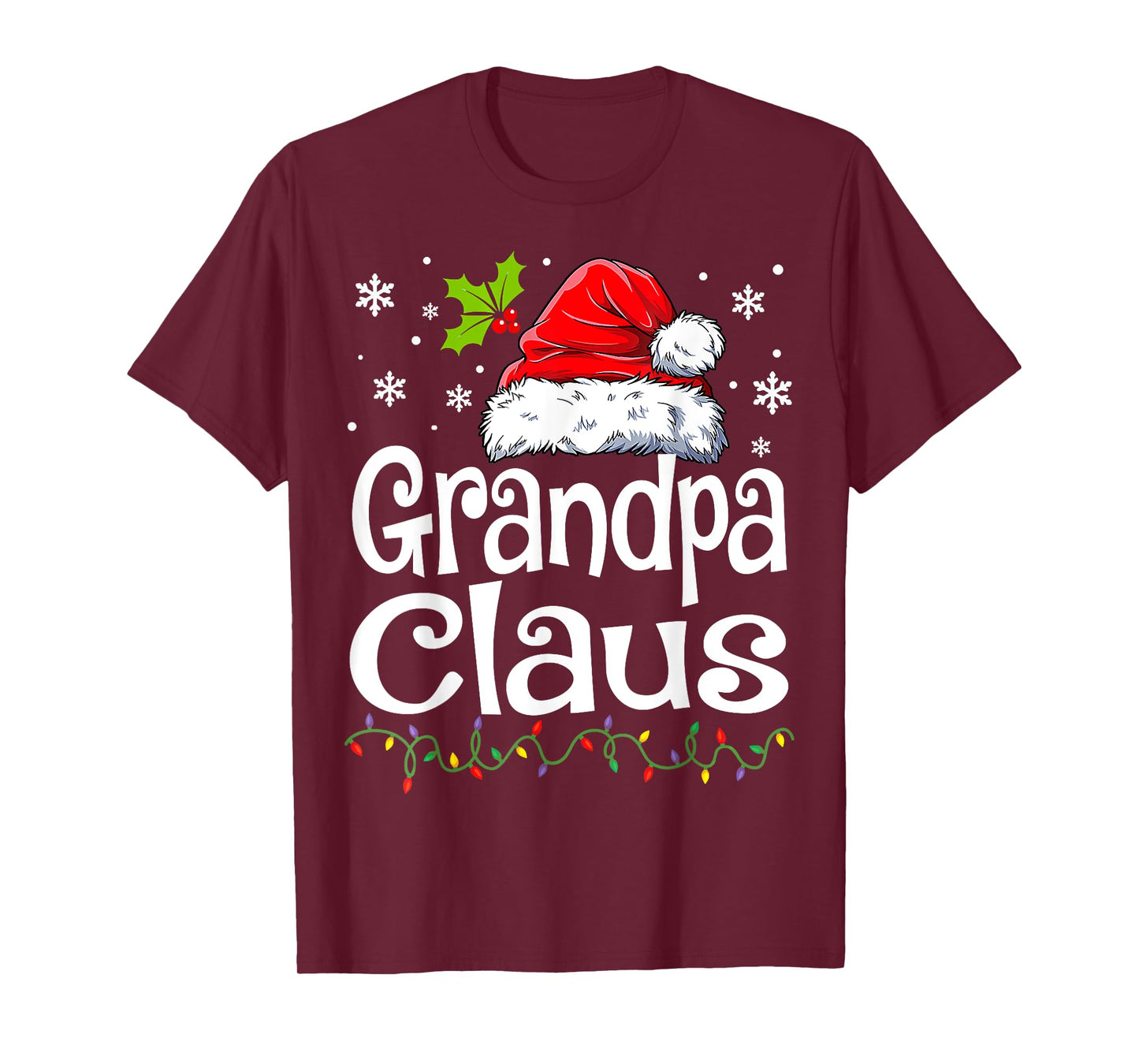 Grandpa Claus Shirt Christmas Lights Pajama Family Matching T-Shirt