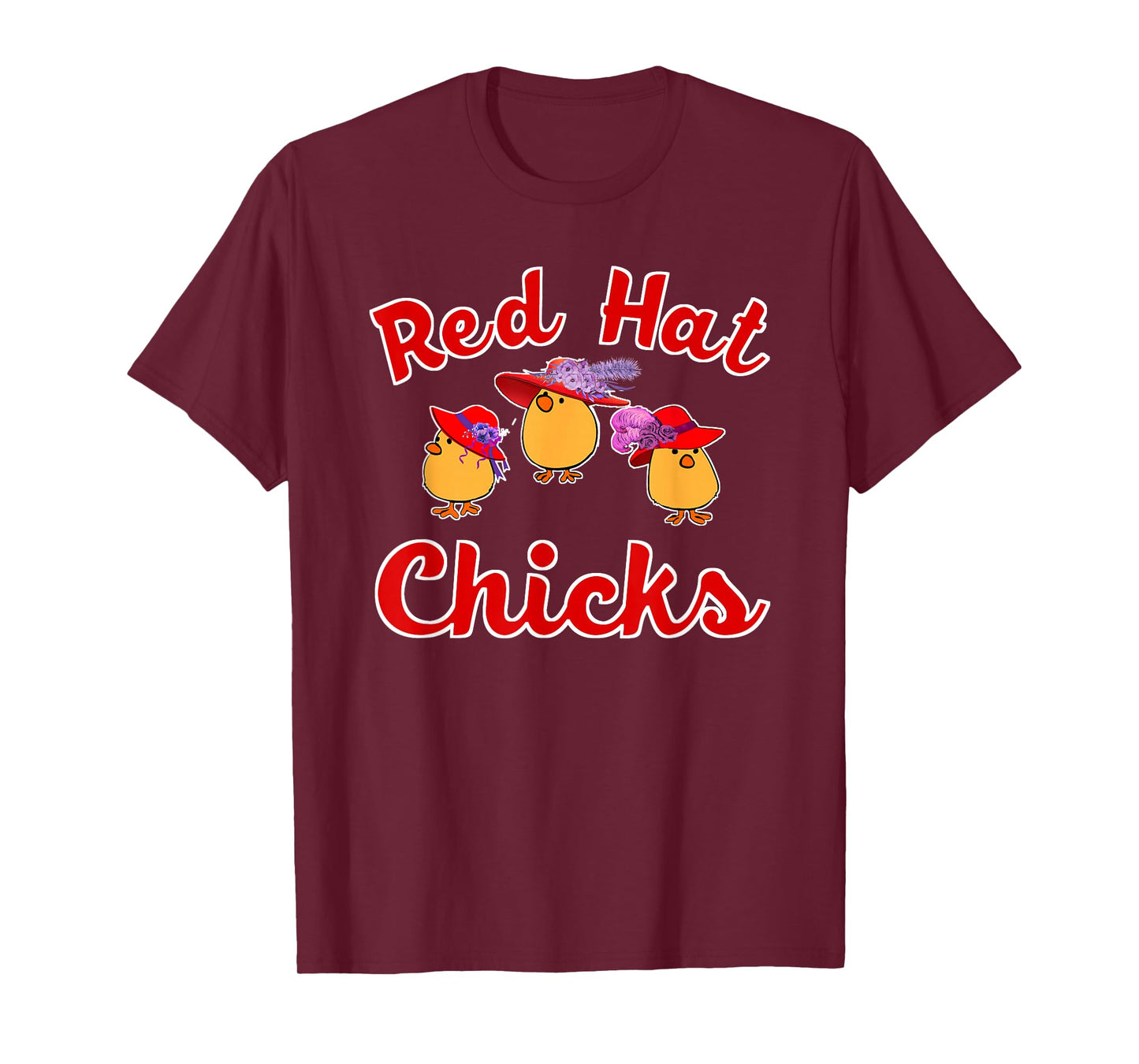 Cute Red Hat Chicks Society T-Shirt