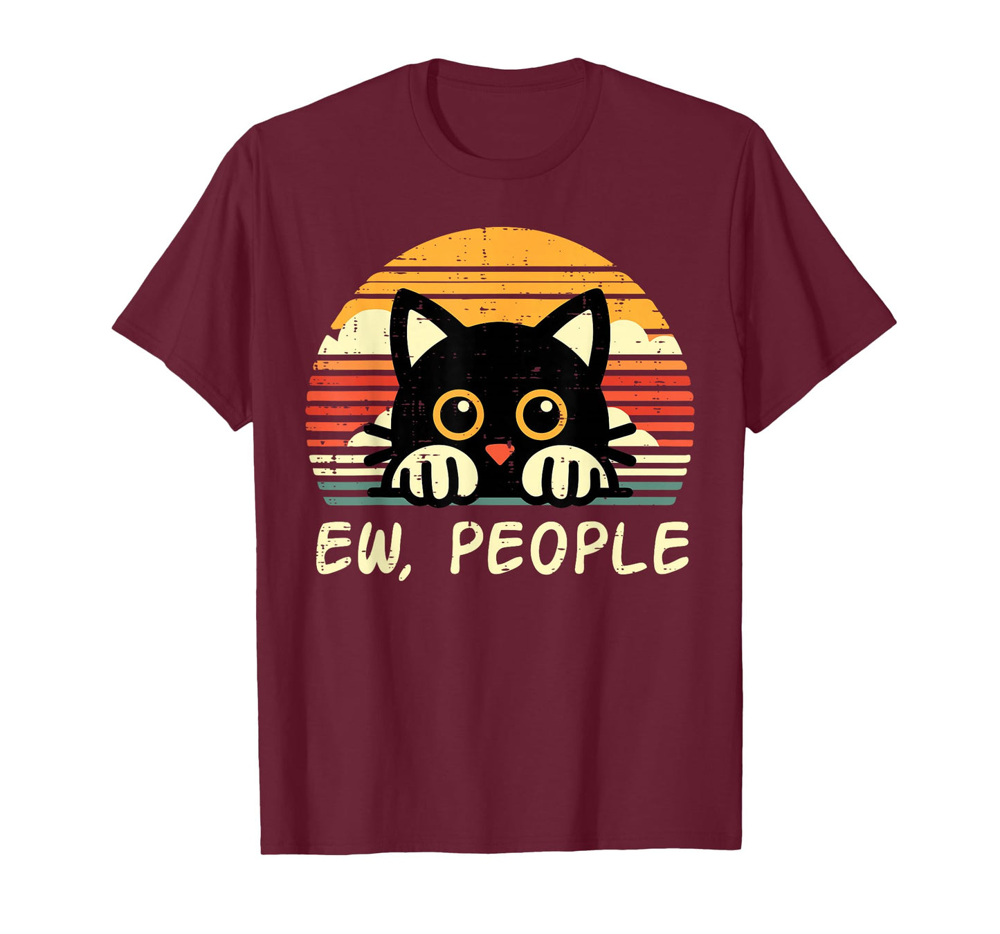 Black Cat Eww People Funny Introvert Meme Women Men Kids T-Shirt