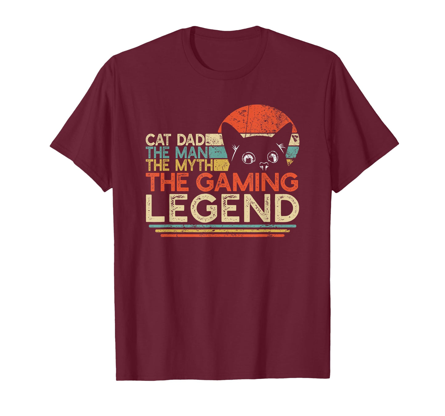 Video Game Player Cat Dad Man Myth Gaming Legend Gamer T-Shirt