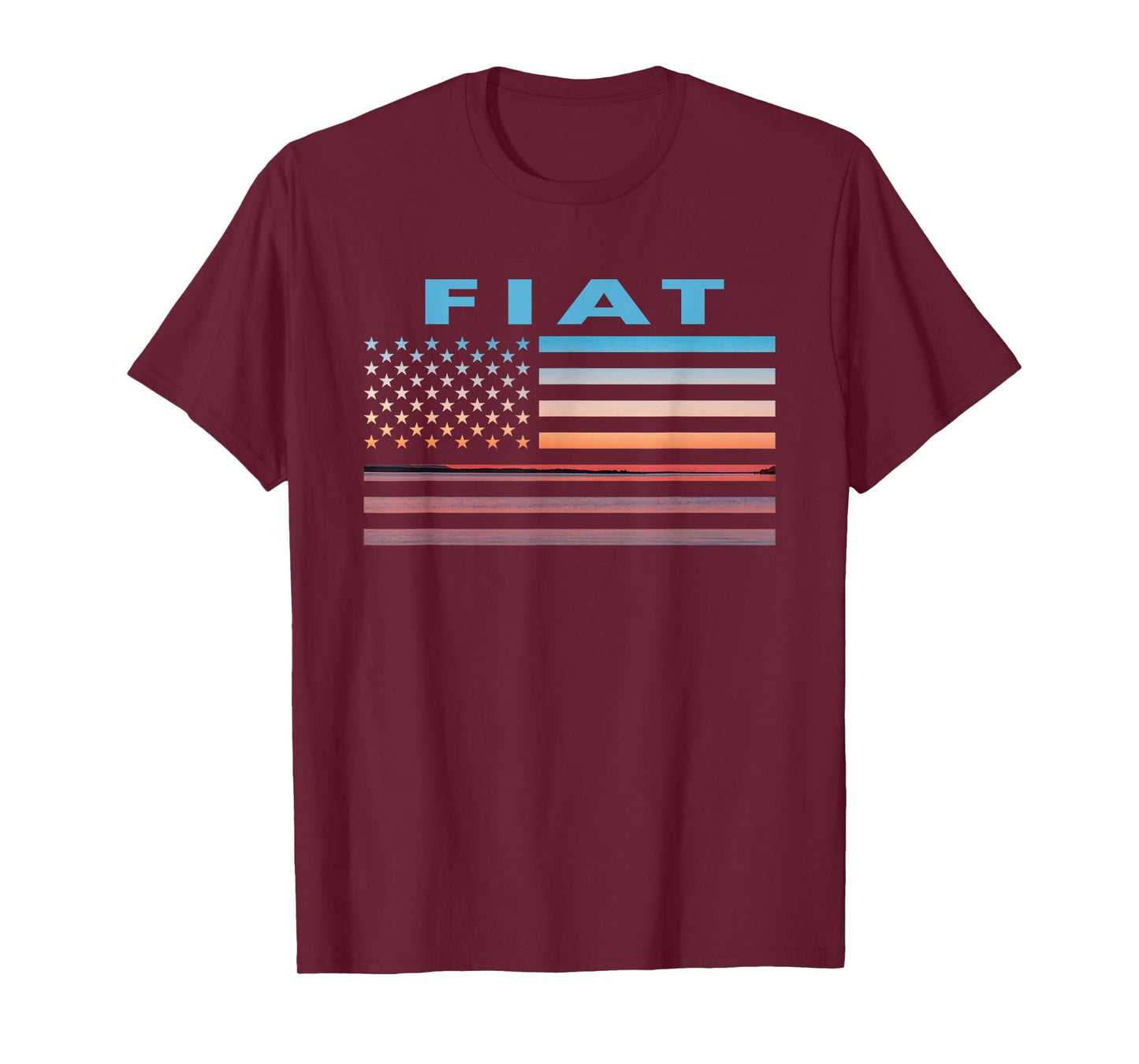 Vintage Sunset American Flag Fiat, Kansas T-Shirt