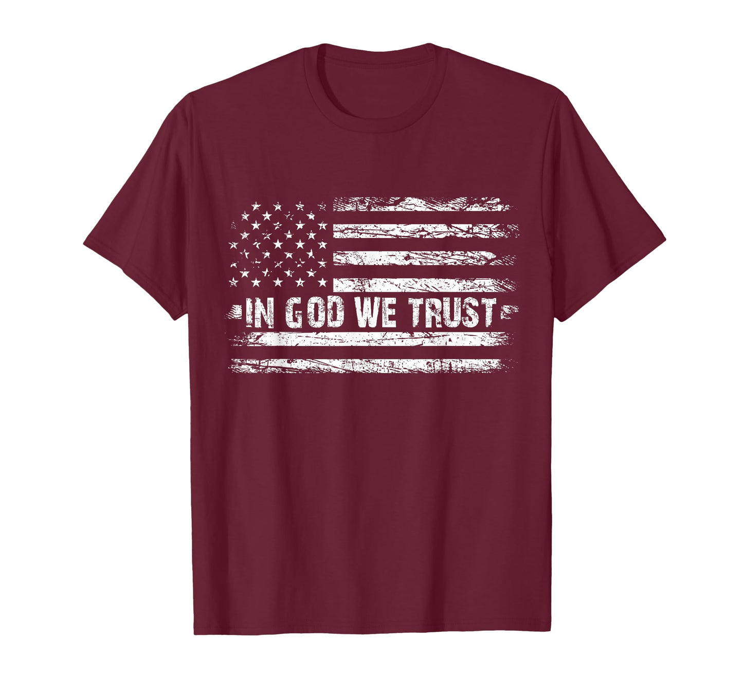 Vintage in God We Trust USA Flag Cross Patriotic Christian Women Men T-Shirt