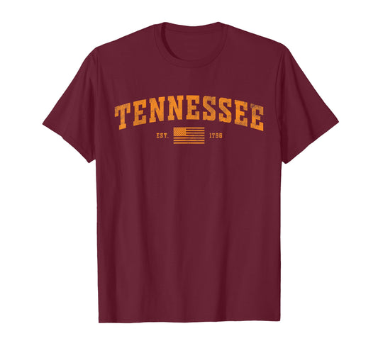 Vintage Tennessee TN City Orange USA Flag 1796 for Men Woman T-Shirt