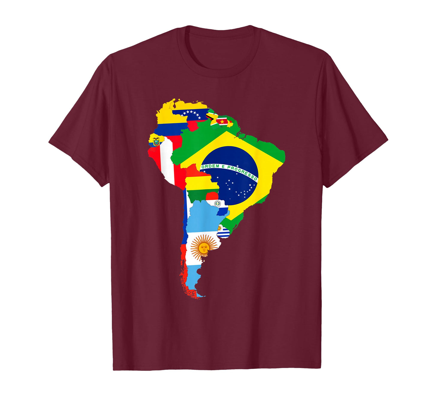 Latin South America Continent Map Flags T-Shirt