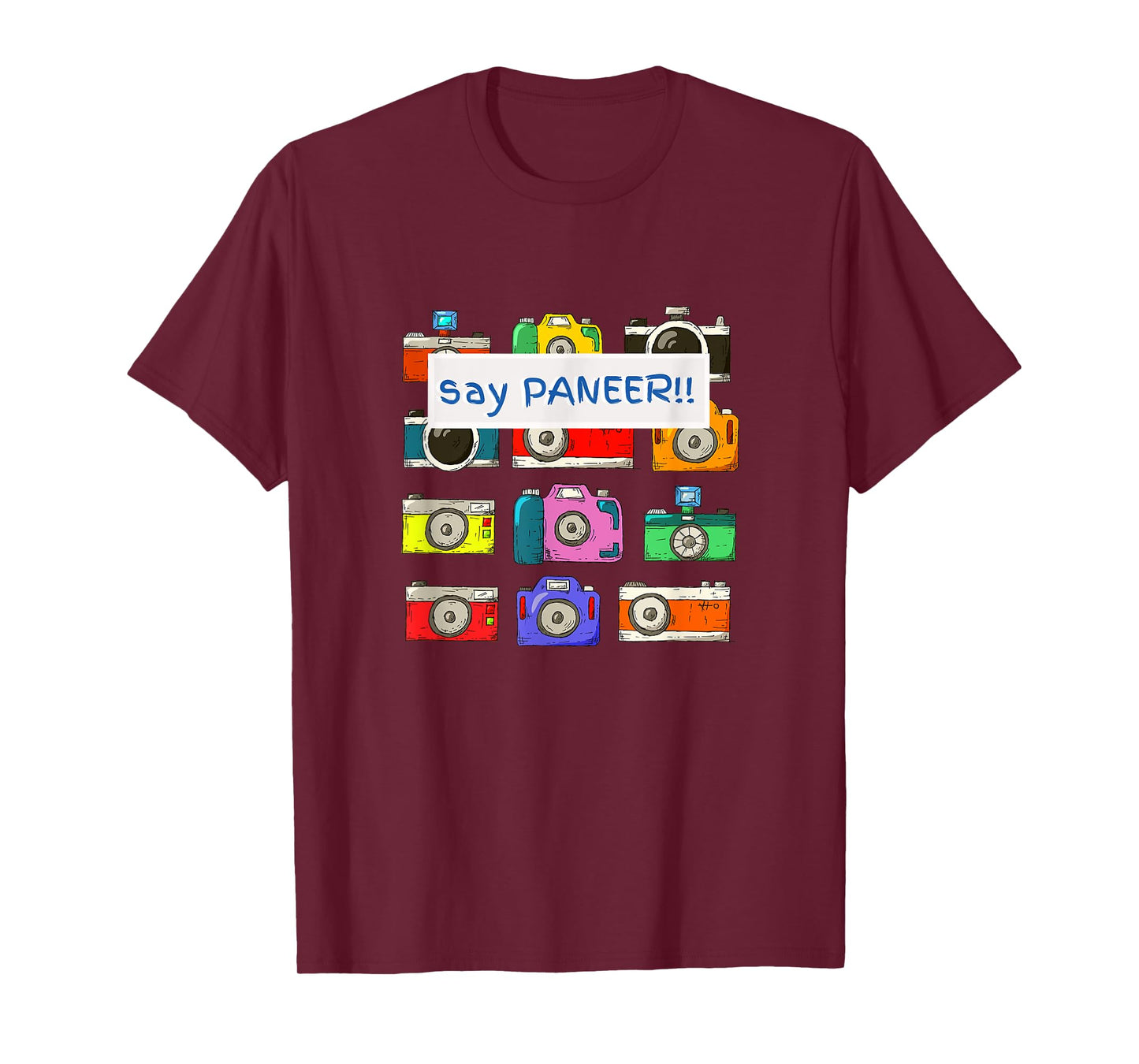 Say Paneer | Funny Indian Cheese Retro Camera Men Women T-Shirt
